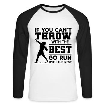 Lancer du poids - T-shirt baseball manches longues Homme - blanc/noir - Devant - Nik (191cm)
