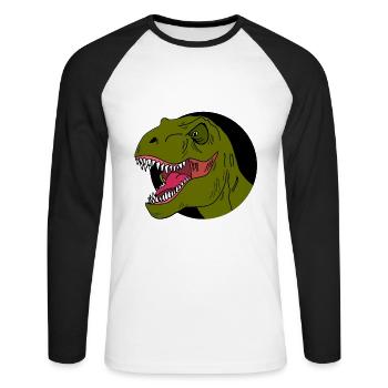 Tyrannosaurus Rex Dinosaure - T-shirt baseball manches longues Homme - blanc/noir - Devant - Nik (191cm)