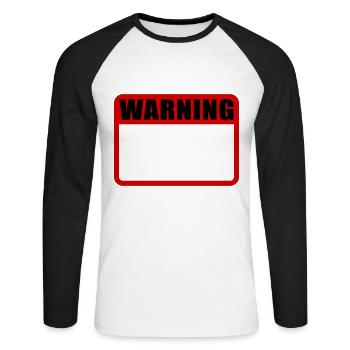 Warning Shield Warning Warning Shield Vector - Unisex Long Sleeve Baseball T-Shirt - white/black - Front - Nik (191cm)