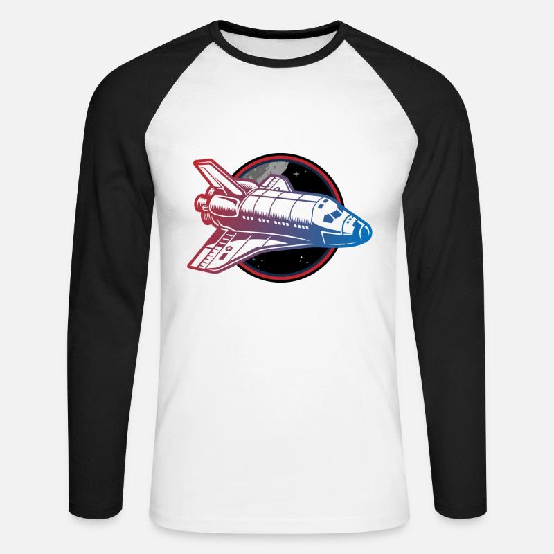 spaceship space shuttle - Unisex Baseballshirt langarm - Weiß/Schwarz