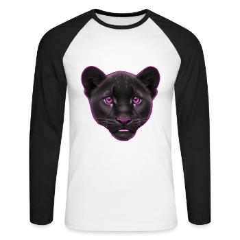 Pink Baby Panther | Baby Panther Head - Unisex Long Sleeve Baseball T-Shirt - white/black - Front - Nik (191cm)