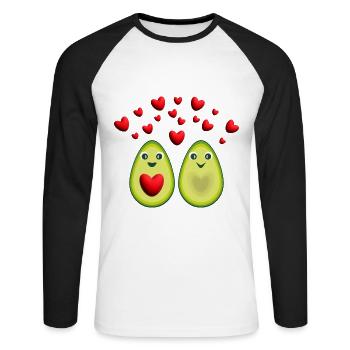 Avocado Liebe mit sehr vielen Herzen. - Unisex Baseballshirt langarm - Weiß/Schwarz - Vorne - Nik (191cm)