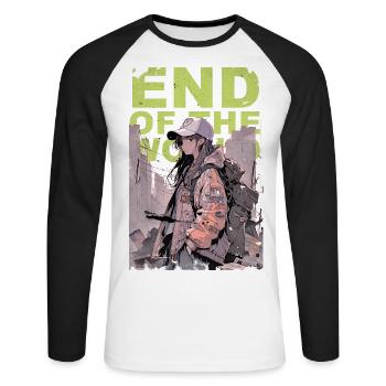 End of the World - Last Woman Standing - Unisex Long Sleeve Baseball T-Shirt - white/black - Front - Nik (191cm)
