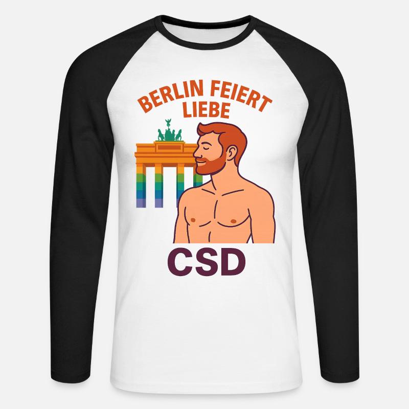 Berlin feiert Liebe CSD Mann - Unisex Baseballshirt langarm - Weiß/Schwarz