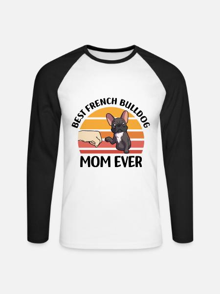 Français Bouledogue - T-shirt baseball manches longues Homme - blanc/noir