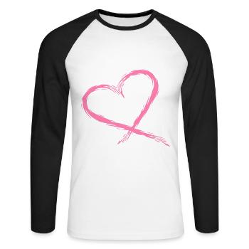 Coeur Rose - T-shirt baseball manches longues Homme - blanc/noir - Devant - Nik (191cm)