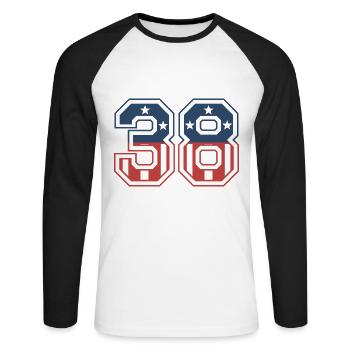 Numéro 38 États-Unis - T-shirt baseball manches longues Homme - blanc/noir - Devant - Nik (191cm)