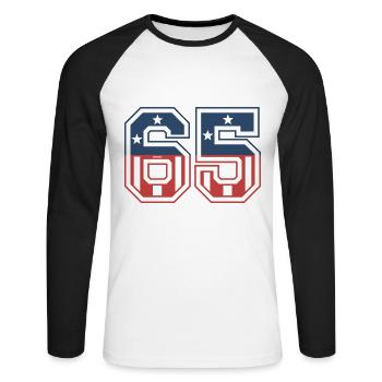 Numéro 65 États-Unis - T-shirt baseball manches longues Homme - blanc/noir - Devant - Nik (191cm)