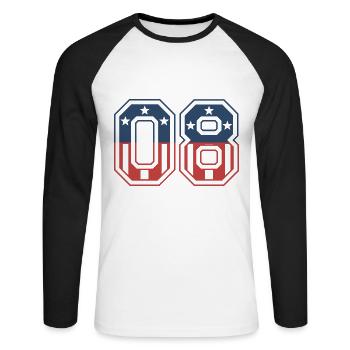 Anzahl 08 USA - Unisex Baseballshirt langarm - Weiß/Schwarz - Vorne - Nik (191cm)