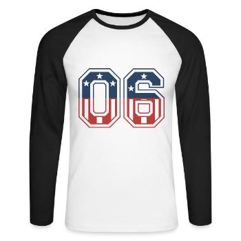 Anzahl 06 USA - Unisex Baseballshirt langarm - Weiß/Schwarz - Vorne - Nik (191cm)