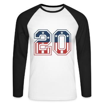 Number 20 USA - Unisex Long Sleeve Baseball T-Shirt - white/black - Front - Nik (191cm)