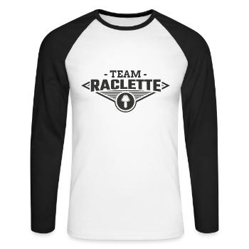 Team Raclette - Unisex Long Sleeve Baseball T-Shirt - white/black - Front - Nik (191cm)