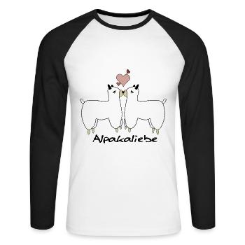Alpaka Liebe Design - Unisex Baseballshirt langarm - Weiß/Schwarz - Vorne - Nik (191cm)