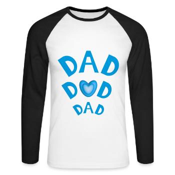 DAD in Blau mit viel Herz und Liebe. - Unisex Baseballshirt langarm - Weiß/Schwarz - Vorne - Nik (191cm)