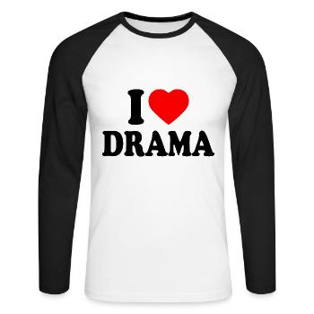 I love drama - T-shirt baseball manches longues Homme - blanc/noir - Devant - Nik (191cm)