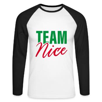 L’équipe Nice - T-shirt baseball manches longues Homme - blanc/noir - Devant - Nik (191cm)