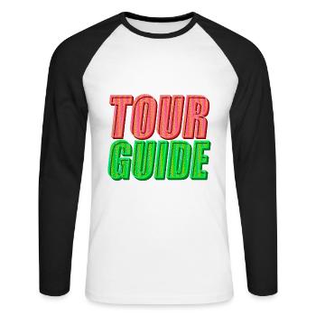 Guide touristique | Explorez le monde avec style - T-shirt baseball manches longues Homme - blanc/noir - Devant - Nik (191cm)