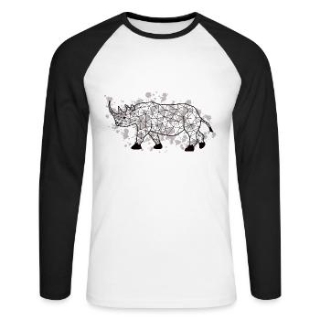 Rhinoo GeomeTRIX bunt - Unisex Baseballshirt langarm - Weiß/Schwarz - Vorne - Nik (191cm)
