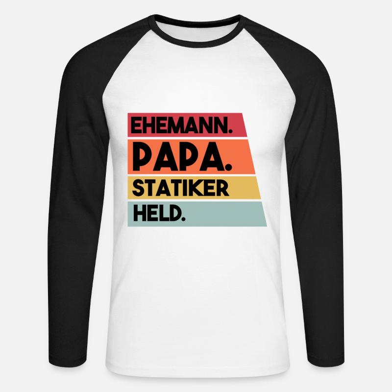 Ehemann Papa Statiker Held - Unisex Baseballshirt langarm - Weiß/Schwarz