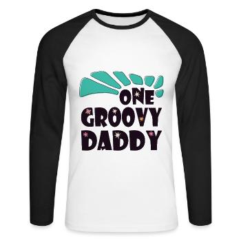 Ein grooviger Papa, Ein toller Papa - Unisex Baseballshirt langarm - Weiß/Schwarz - Vorne - Nik (191cm)