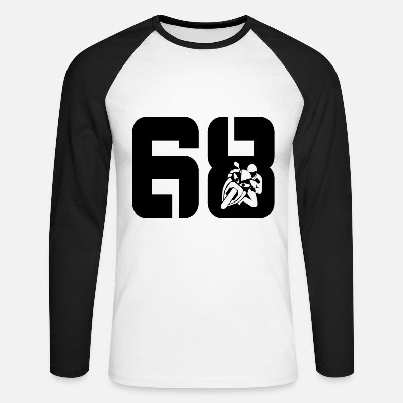 68 Motorcycle Biker - Unisex Long Sleeve Baseball T-Shirt - white/black