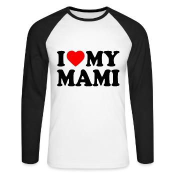 I love my mami - T-shirt baseball manches longues Homme - blanc/noir - Devant - Nik (191cm)
