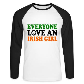 everyone loves an irish girl - Unisex Long Sleeve Baseball T-Shirt - white/black - Front - Nik (191cm)