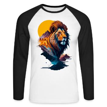 Abstract illustration of lion - Unisex Long Sleeve Baseball T-Shirt - white/black - Front - Nik (191cm)