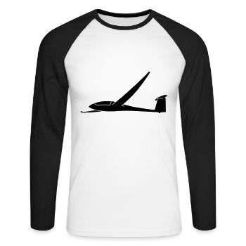 Pilote de planeur Ventus C17.6 - T-shirt baseball manches longues Homme - blanc/noir - Devant - Nik (191cm)