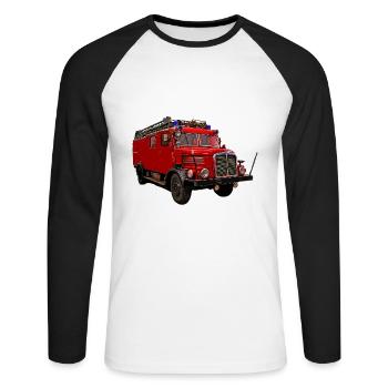 Fire brigade car DDR tank fire engine - Unisex Long Sleeve Baseball T-Shirt - white/black - Front - Nik (191cm)