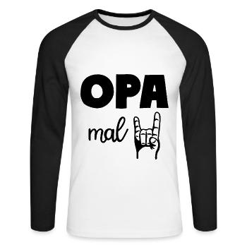 Opa mal Zwei 2 Kinder Rock'n' Roll Großvater - Unisex Baseballshirt langarm - Weiß/Schwarz - Vorne - Nik (191cm)