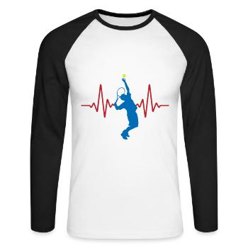 ECG de tennis Heartbeat | Couleurs changeantes - T-shirt baseball manches longues Homme - blanc/noir - Devant - Nik (191cm)