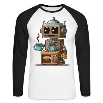 Robo-Coffee - Unisex Long Sleeve Baseball T-Shirt - white/black - Front - Nik (191cm)