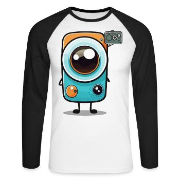 Der mobile Fotograf - Unisex Baseballshirt langarm - Weiß/Schwarz - Vorne - Nik (191cm)
