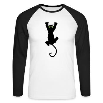 Cat fun - T-shirt baseball manches longues Homme - blanc/noir - Devant - Nik (191cm)