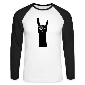 Metal Hand - T-shirt baseball manches longues Homme - blanc/noir - Devant - Nik (191cm)