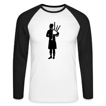 Dudelsack - Unisex Baseballshirt langarm - Weiß/Schwarz - Vorne - Nik (191cm)