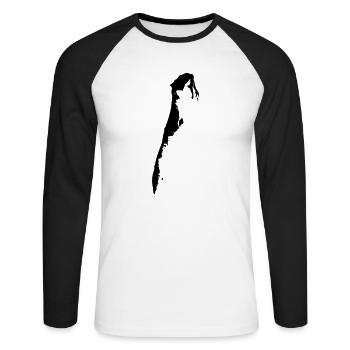 Hiddensee-Karte - Unisex Baseballshirt langarm - Weiß/Schwarz - Vorne - Nik (191cm)