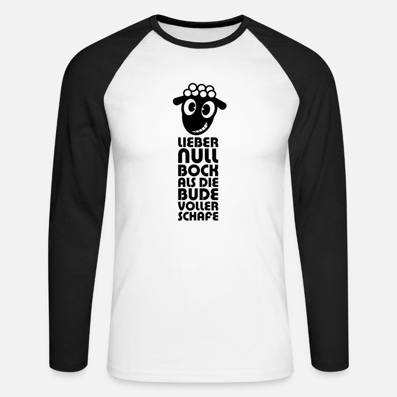 Null BockVersion 2 - Unisex Baseballshirt langarm - Weiß/Schwarz