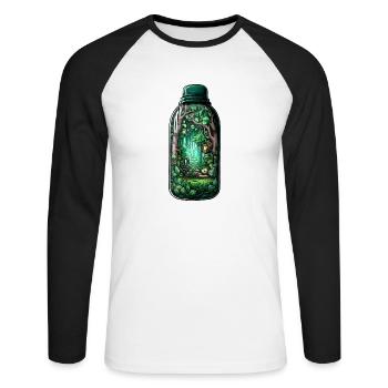 Jungle Bottle Drawing - Unisex Long Sleeve Baseball T-Shirt - white/black - Front - Nik (191cm)