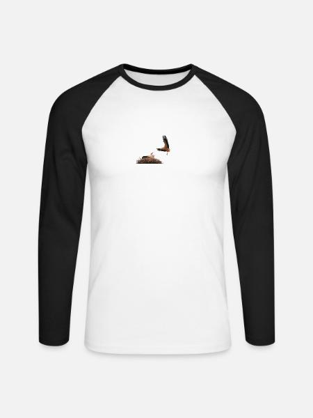 Störche am Nest - Unisex Baseballshirt langarm - Weiß/Schwarz