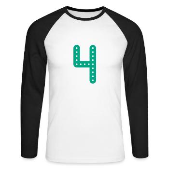 4 ANS. 4e ANNIVERSAIRE. ANNIVERSAIRE 4 ANS. 4 - T-shirt baseball manches longues Homme - blanc/noir - Devant - Nik (191cm)