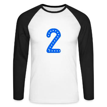 2 JAHRE. 2. JAHRESTAG. GEBURTSTAG 2 JAHRE. 2 - Unisex Baseballshirt langarm - Weiß/Schwarz - Vorne - Nik (191cm)