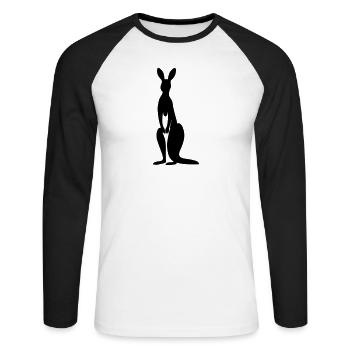 Känguru - Unisex Baseballshirt langarm - Weiß/Schwarz - Vorne - Nik (191cm)