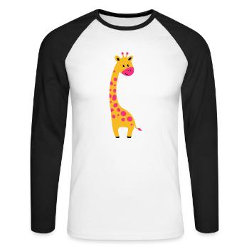 cute giraffe - T-shirt baseball manches longues Homme - blanc/noir - Devant - Nik (191cm)