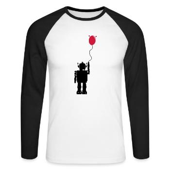 Roboterluftballon Hinten - Unisex Baseballshirt langarm - Weiß/Schwarz - Vorne - Nik (191cm)