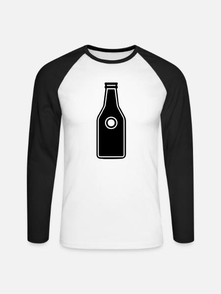 simple pictogram of a bottle - Unisex Long Sleeve Baseball T-Shirt - white/black