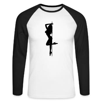 gogo1 - Unisex Baseballshirt langarm - Weiß/Schwarz - Vorne - Nik (191cm)