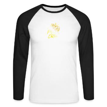 malle party crew gold - Unisex Long Sleeve Baseball T-Shirt - white/black - Front - Nik (191cm)