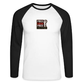 FREE GAZA FREE PALESTINE - Unisex Baseballshirt langarm - Weiß/Schwarz - Vorne - Nik (191cm)